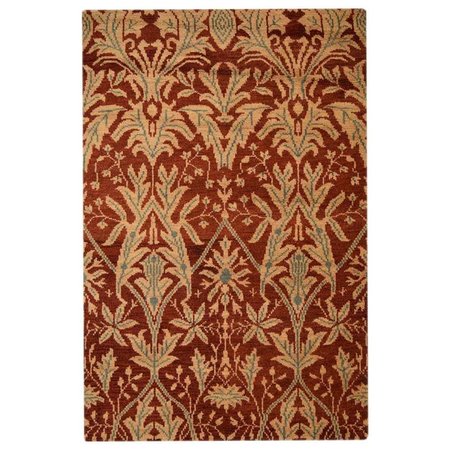 GLITZY RUGS 8 x 10 ft. Hand Knotted Wool Floral Rectangle Area RugRed & Gold UBSN00925K2612A15